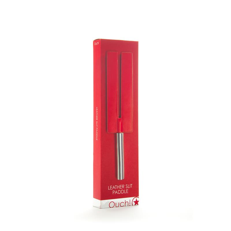 Shots Ouch! Whips and Paddles Leather Pala Abierta Rojo - Imagen 2