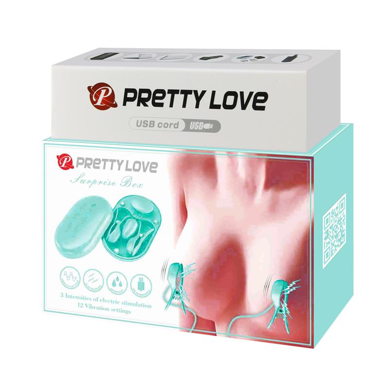 Surprise Box Huevo Vibrador y Pinzas para Pezones con Electro Estimulación Azul - Imagen 11