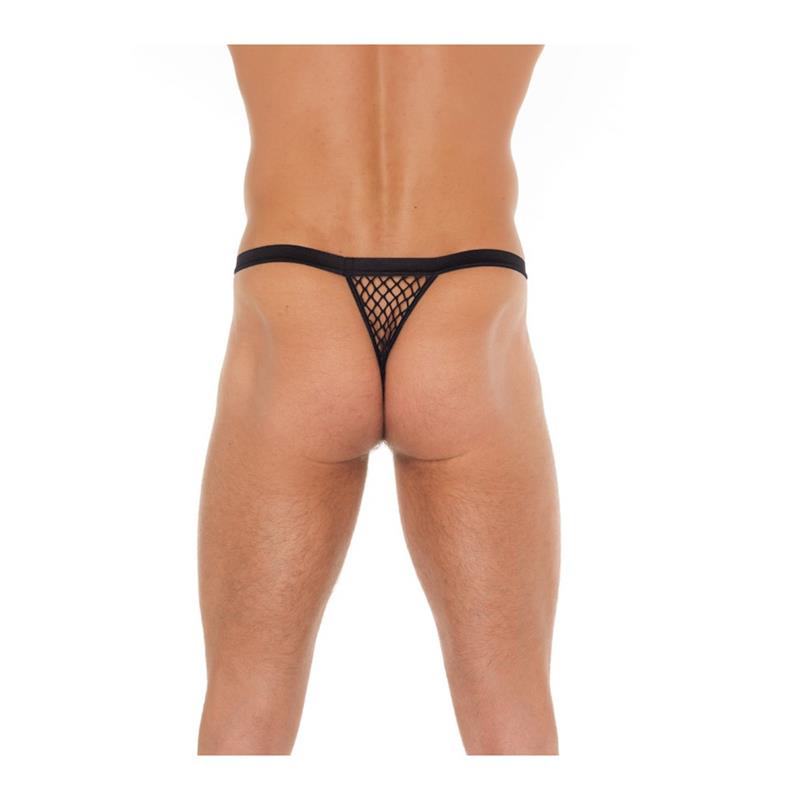 Tanga Rejilla Negro Talla Única - Imagen 2