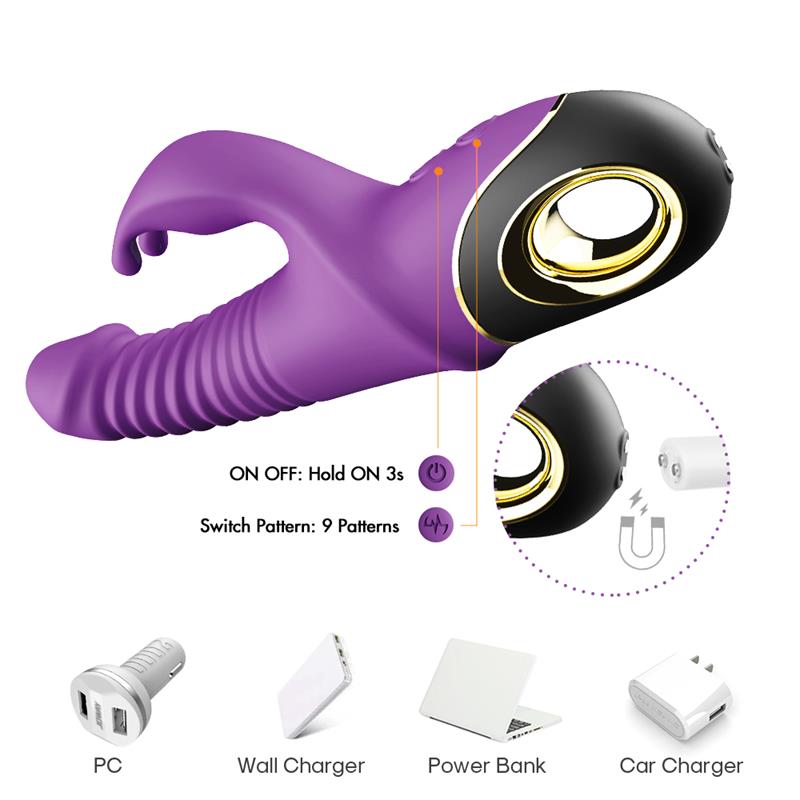 Vibrador con Thrusting y Oscilación 360º Purpura - Imagen 8