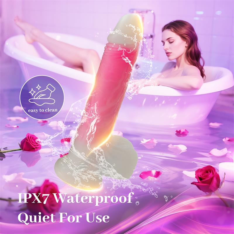Dildo Doble Capa con Vibración, Thrusting y Calor 21.5 cm - Imagen 6