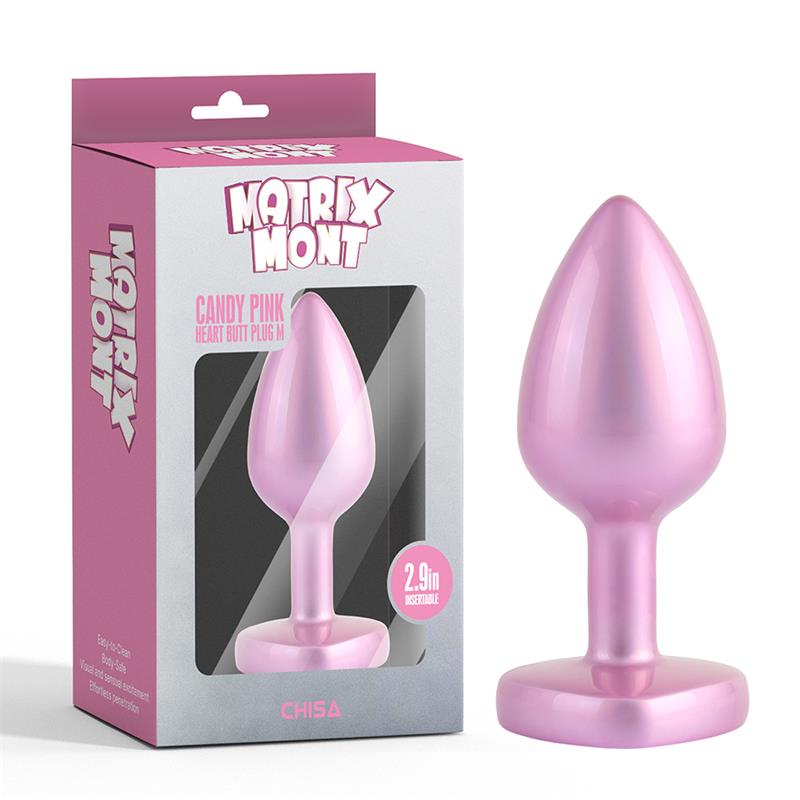 Candy Pink Heart Plug Anal con Joya en la Base Talla M - Imagen 6