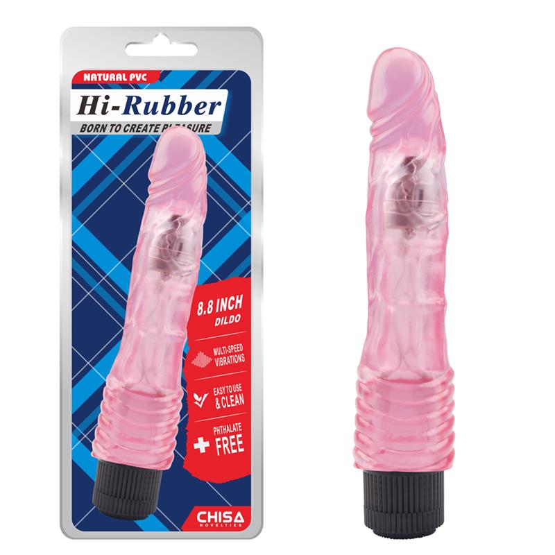 Detalle de Vibrador Hi Rubber Rosa 21.7 cm-8,8