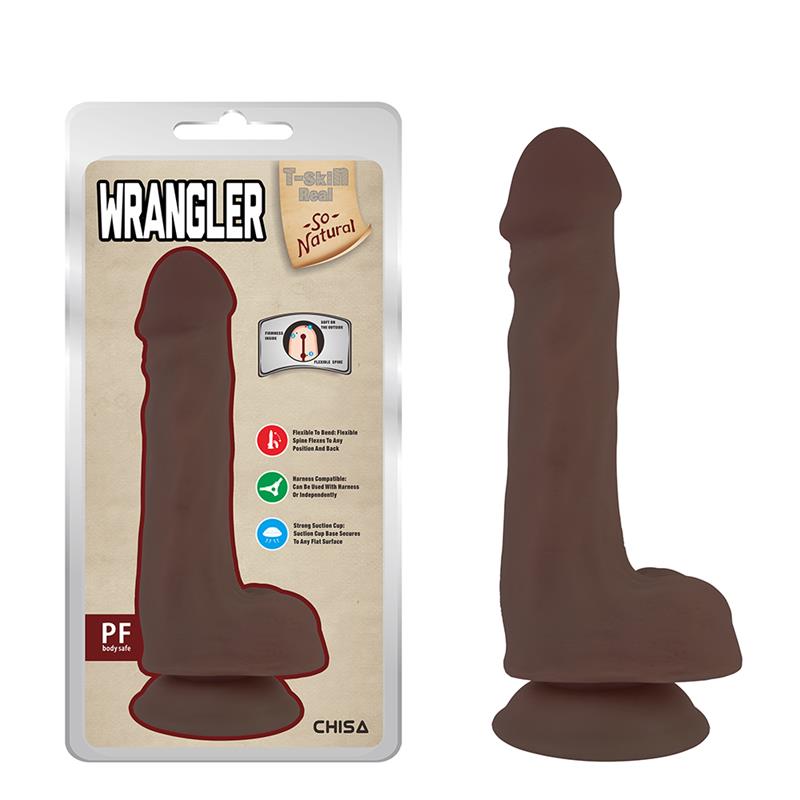 Detalle de Wrangler Dildo Dual density Marrón 19cm